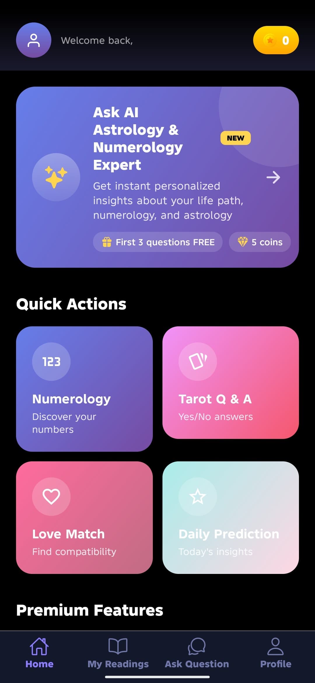 Destiny App Home Screen - Best Astrology App